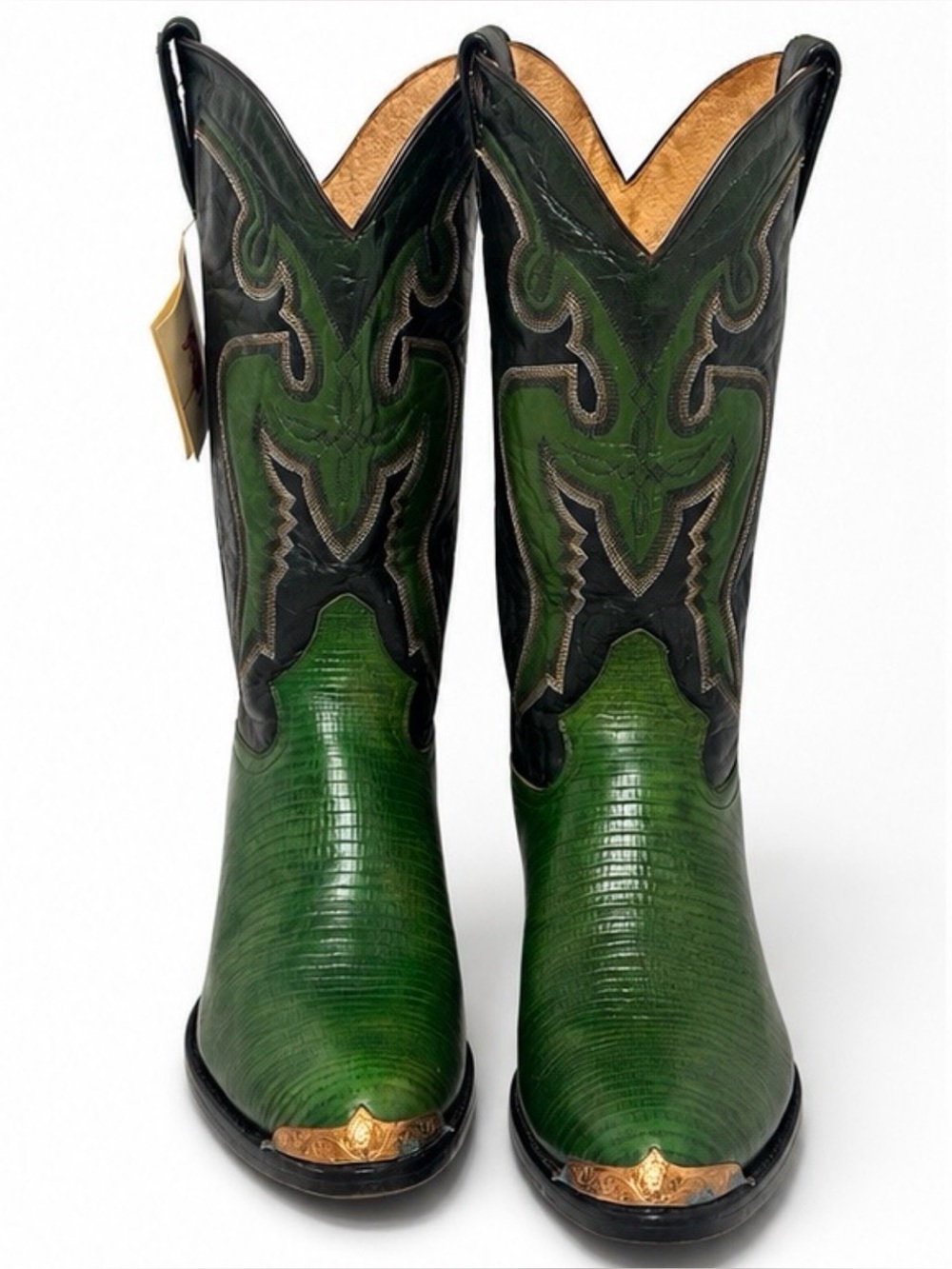 Vintage Rudel Cowboy Boots Mens 10.5 EE Green Leather NWT Mexico 29.5